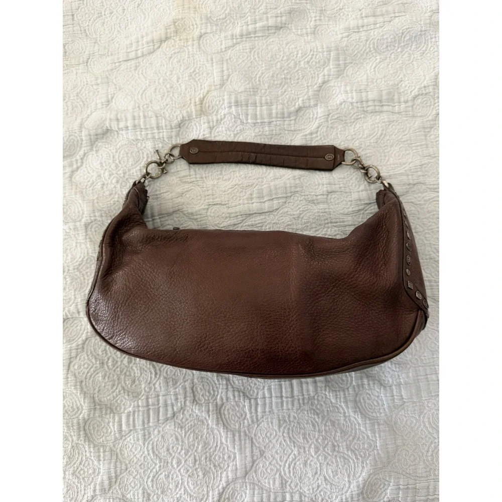 Juicy Couture Y2K Vintage Brown Leather Shoulder Bag Purse Studded Coquette
